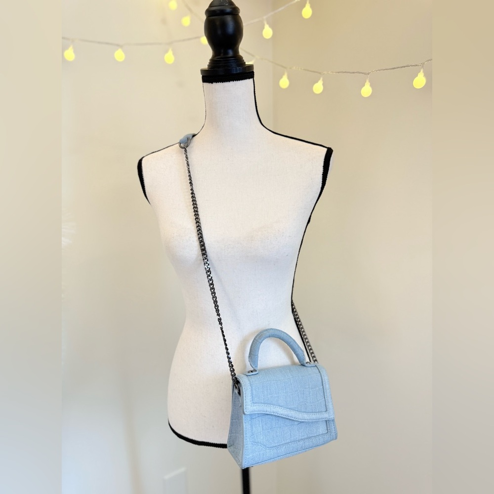 🌾‎ Zara Mock Crock Denim Mini City Bag
